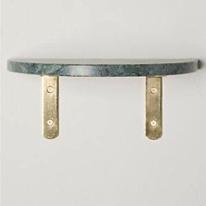 Anthropologie Green/Gold Marble Demi Crescent Wall Shelf